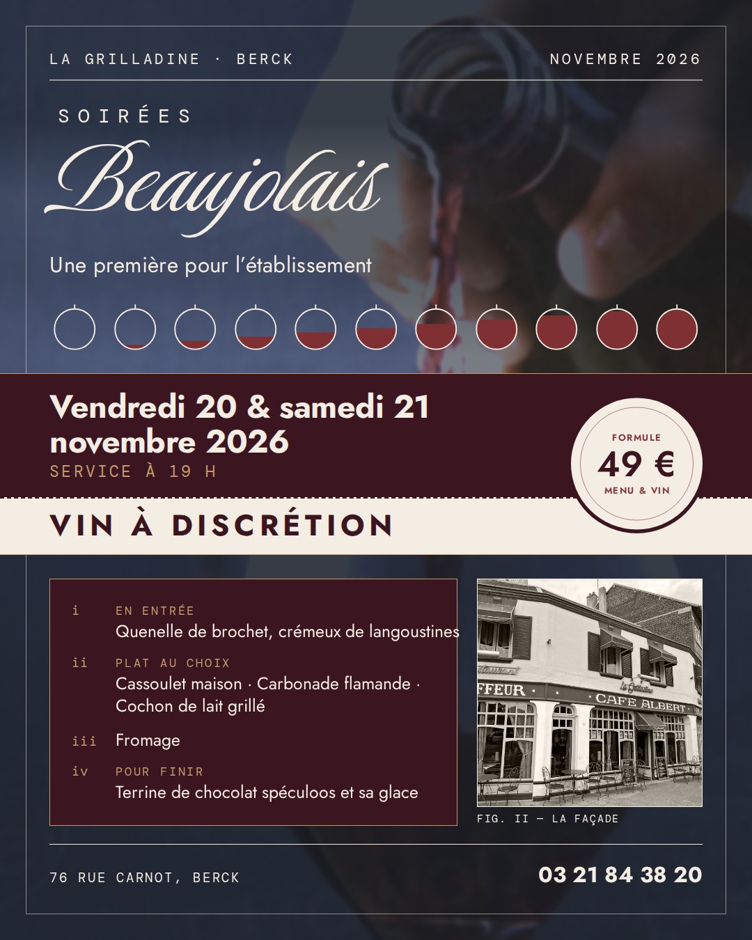 Soirées Beaujolais nouveau chez La Grilladine. Une première pour l’établissement.